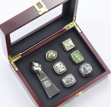 NFL / 1948 1949 1960 1980 2004 2017 Philadelphia Eagles Championship rings set with wooden box