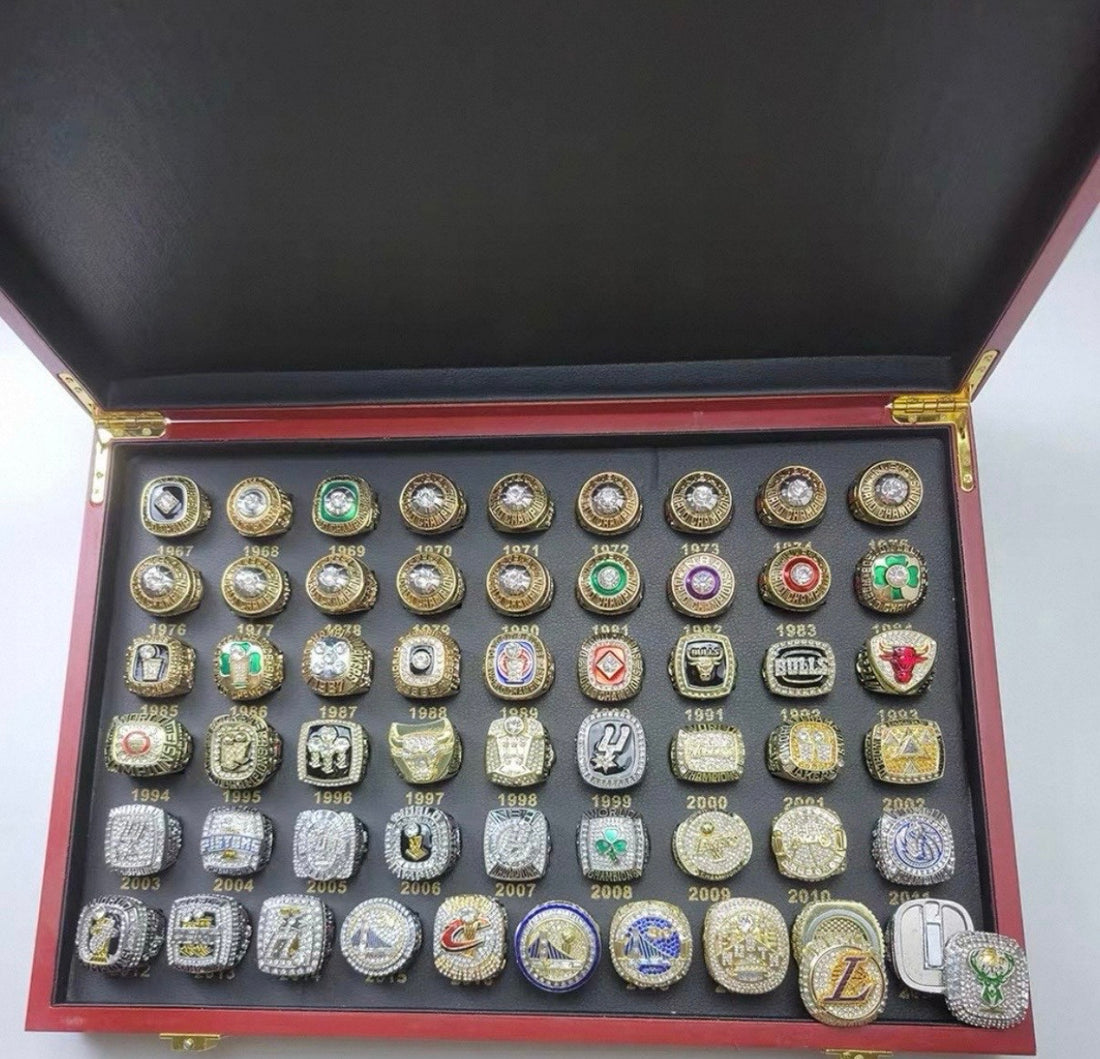 NBA championship rings (1967 To 2021) 55 rings in a large box.