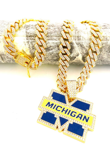 NCAA / Michigan Wolverines hip hop Necklace Gold color