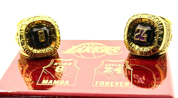Los Angeles Lakers 1996-2016 Kobe Bryant retired #8 and #24 Championship Rings set with wooden Box