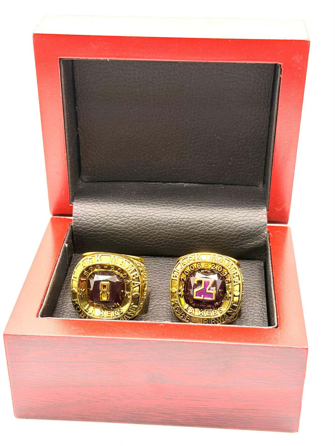 Los Angeles Lakers 1996-2016 Kobe Bryant retired #8 and #24 Championship Rings set with wooden Box