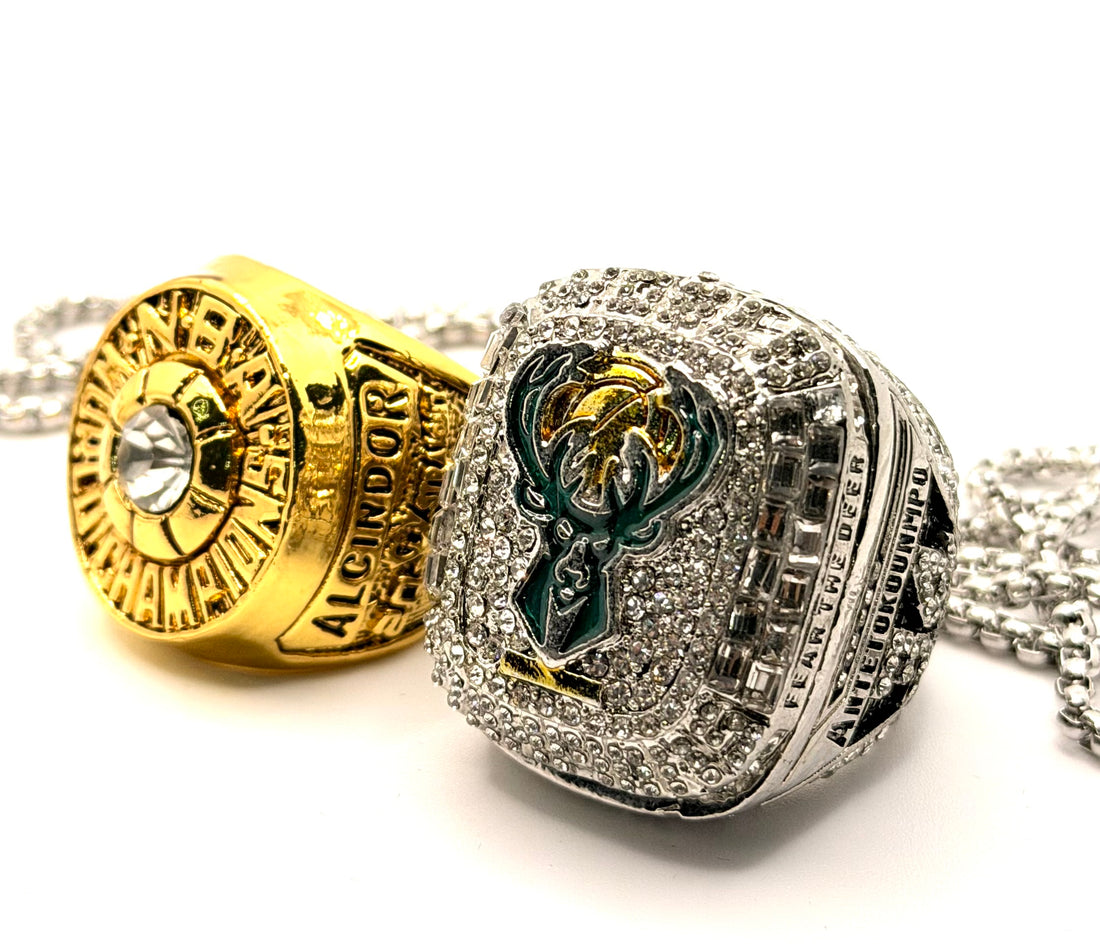 Milwaukee Bucks 1971 and 2021 Championship Rings set