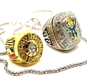 Milwaukee Bucks 1971 and 2021 Championship Rings set